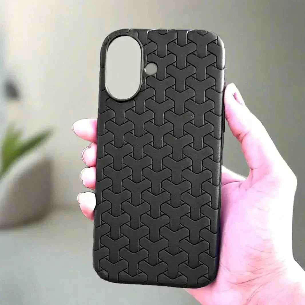 Interlocking Pattern Soft TPU Matte Case for iPhone 16