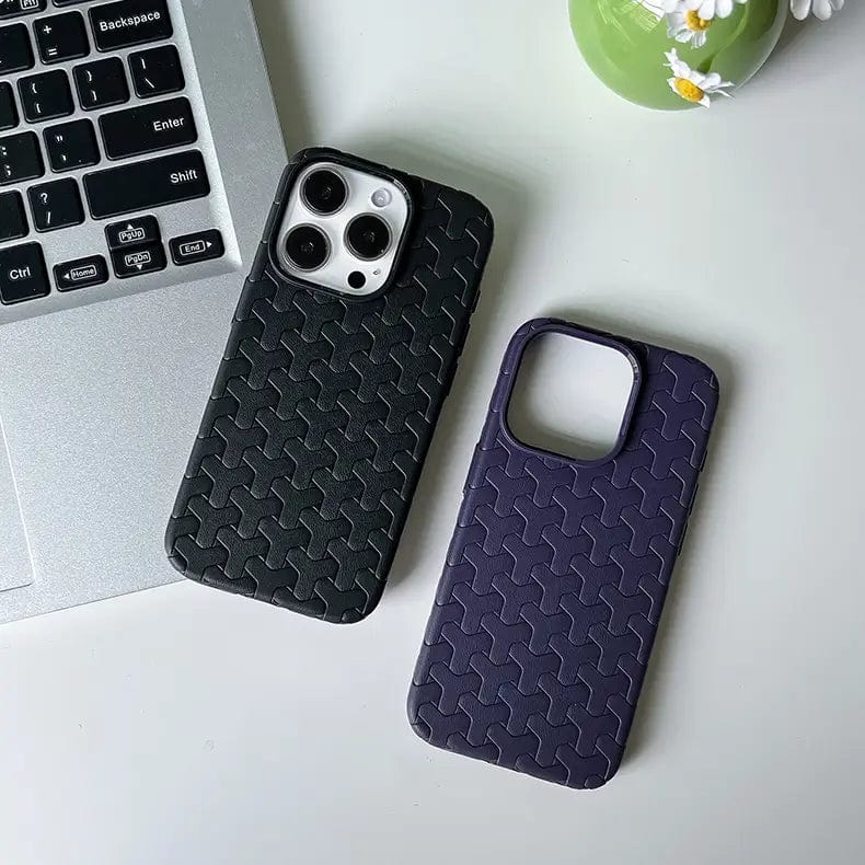 Interlocking Pattern Soft TPU Matte Case for iPhone Back Cases