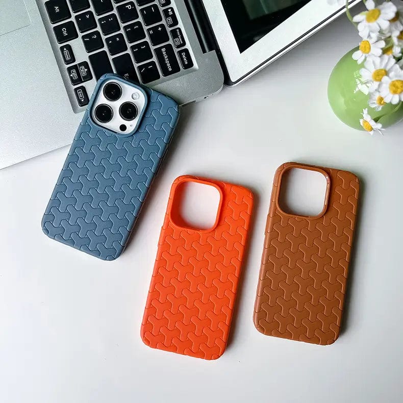 Interlocking Pattern Soft TPU Matte Case for iPhone Back Cases