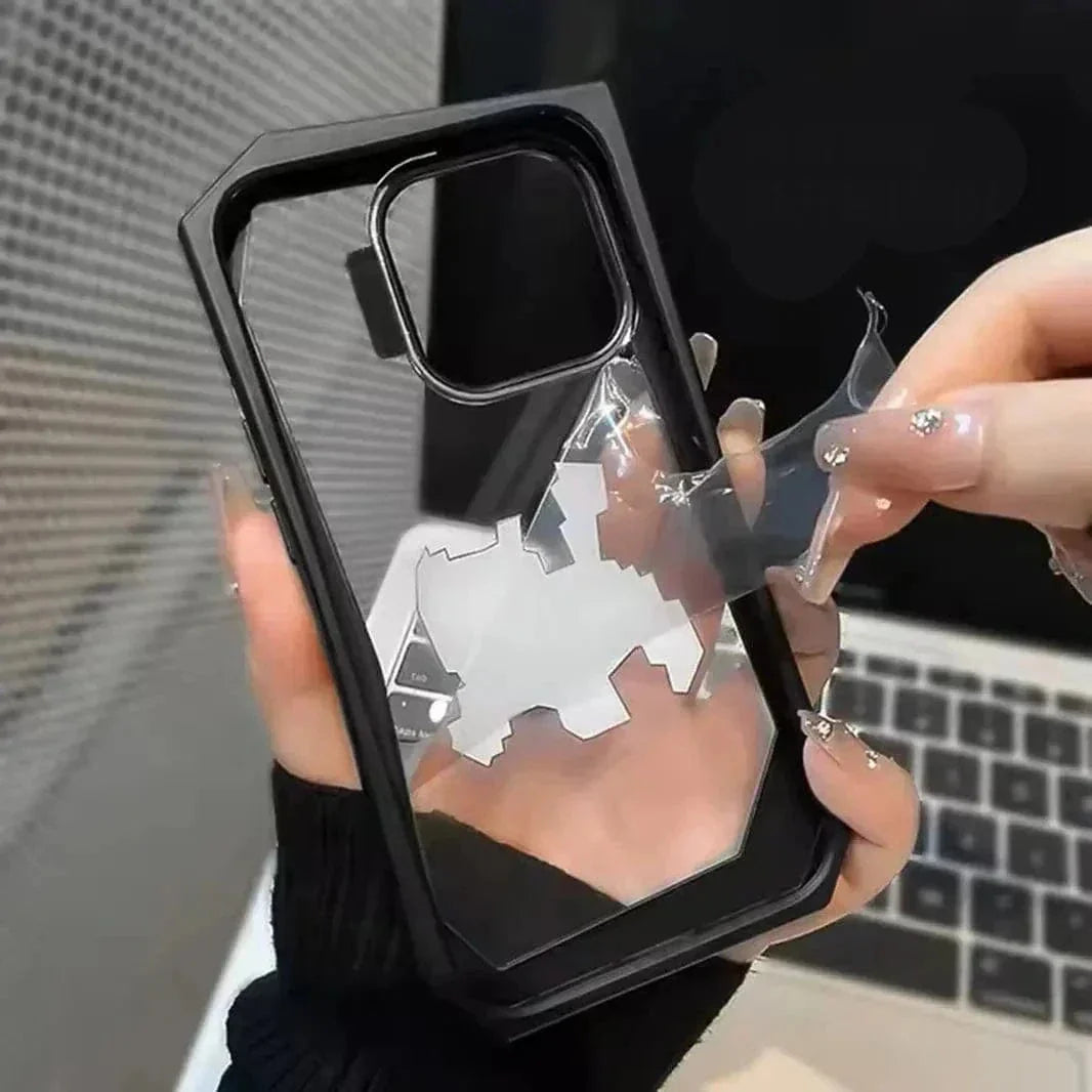 Irregular Border Back Clear Hard Case for iPhone 16