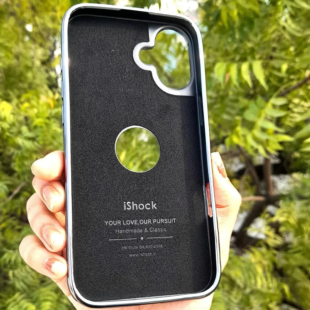 iShock PU Leather Electroplating Chrome With Logo Cut Case for iPhone 14 Pro Max