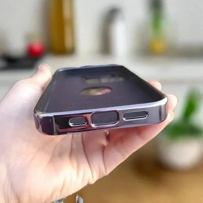 iShock PU Leather Electroplating Chrome With Logo Cut Case for iPhone 15