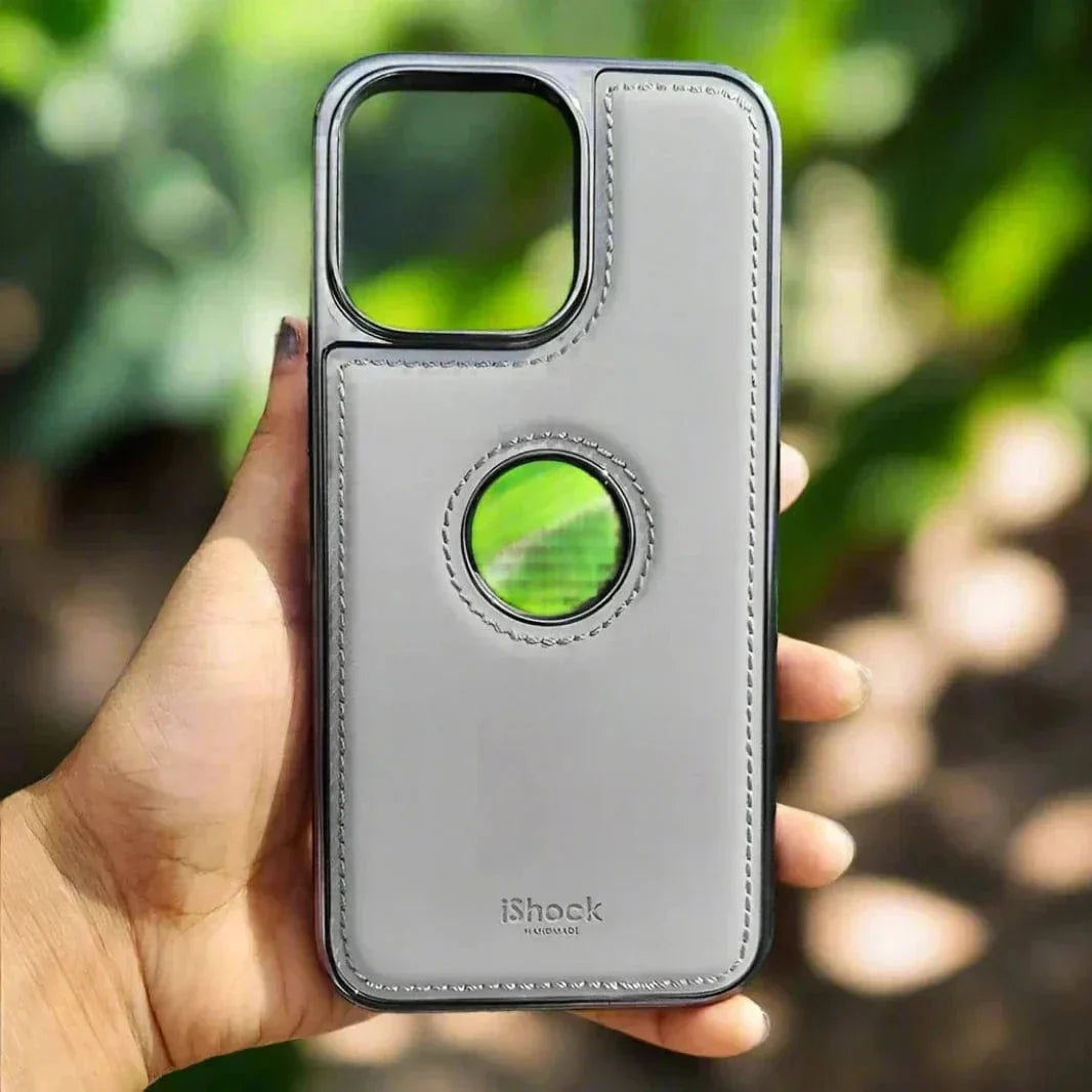 iShock PU Leather Electroplating Chrome With Logo Cut Case for iPhone 16 Pro