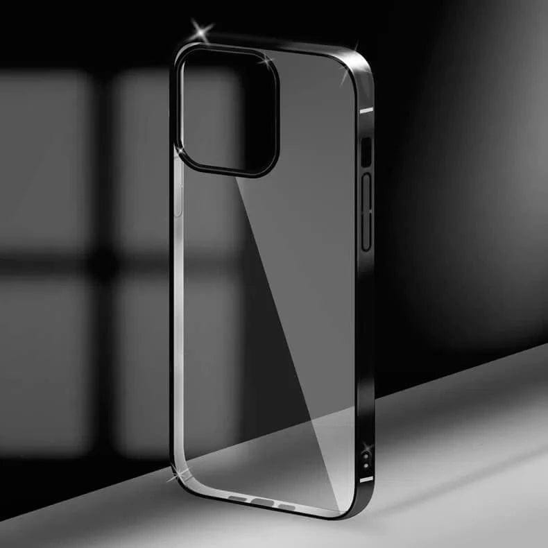 Ultra Thin Transparent Metallic Frame Case for iPhone 15 Pro Max Black Back Cases