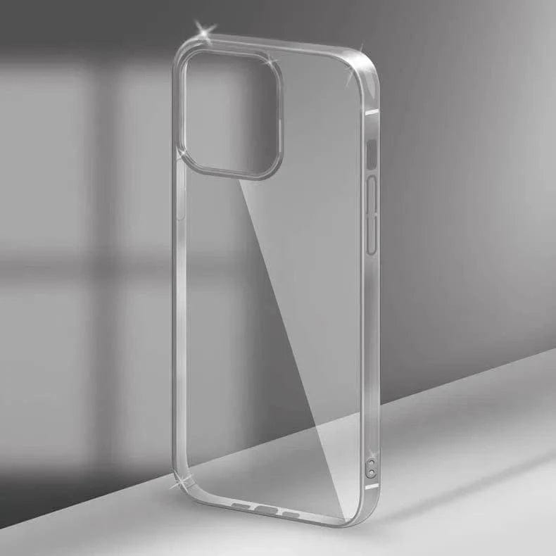 Ultra Thin Transparent Metallic Frame Case for iPhone 15 Pro Max Silver Back Cases