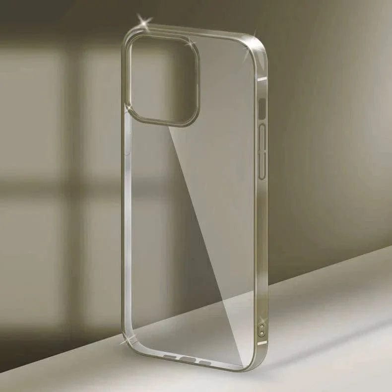 iShock Ultra Thin Transparent Shiny Metallic Looking Bumper Case for iPhone Back Cases iPhone 15 Pro / Titanium Grey