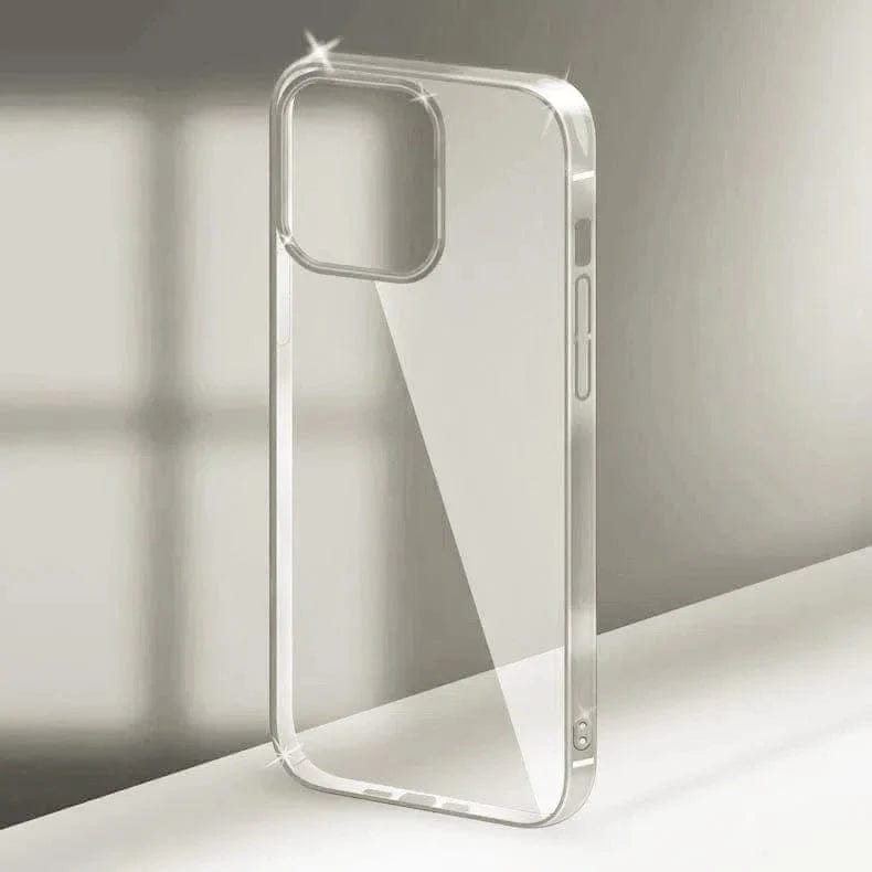 iShock Ultra Thin Transparent Shiny Metallic Looking Bumper Case for iPhone Back Cases iPhone 15 Pro Max / Titanium Grey