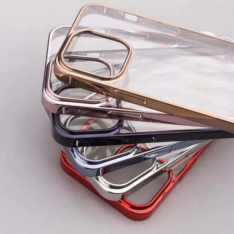 iShock Ultra Thin Transparent Shiny Metallic Looking Bumper Phone Back Case for Apple iPhone