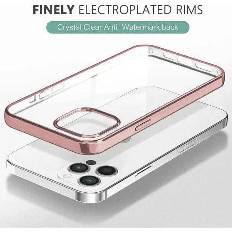 iShock Ultra Thin Transparent Shiny Metallic Looking Bumper Phone Back Case for Apple iPhone