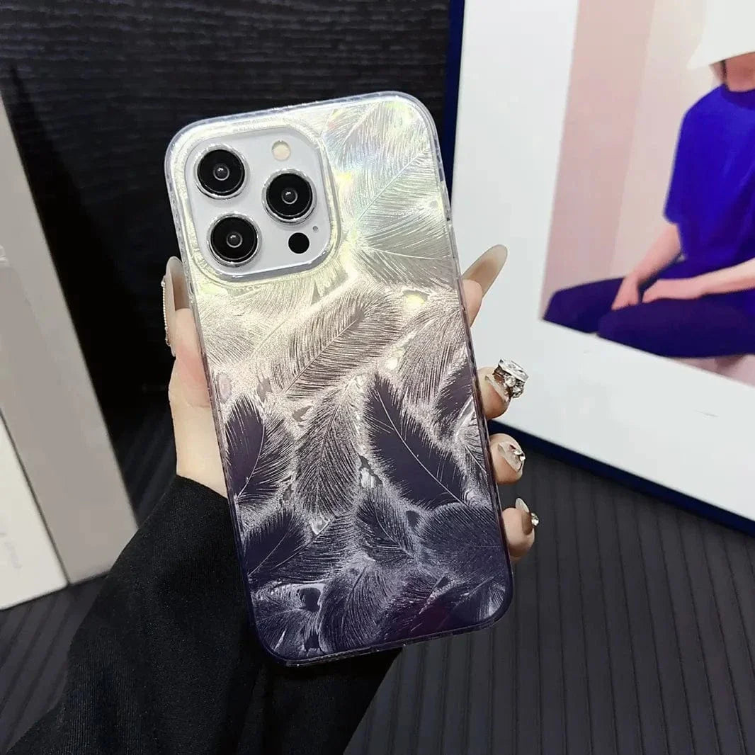 Aesthetic Laser Printing Luxury Hard Case for iPhone 11 iPhone 11 Black Feather Cases & Covers