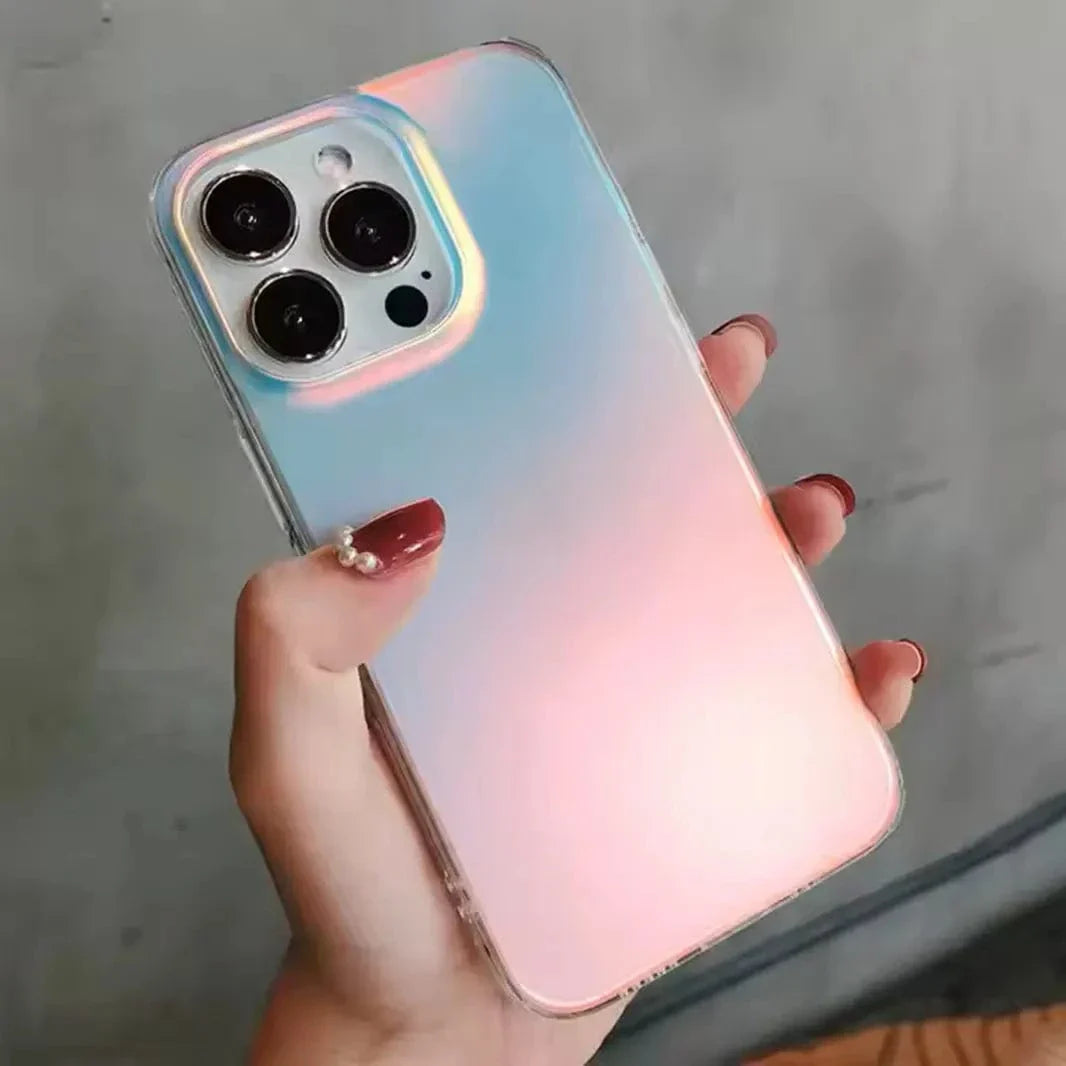 Aesthetic Laser Printing Luxury Hard Case for iPhone 14 Plus | 15 Plus iPhone 14 Plus | 15 Plus Matte Rainbow Cases & Covers