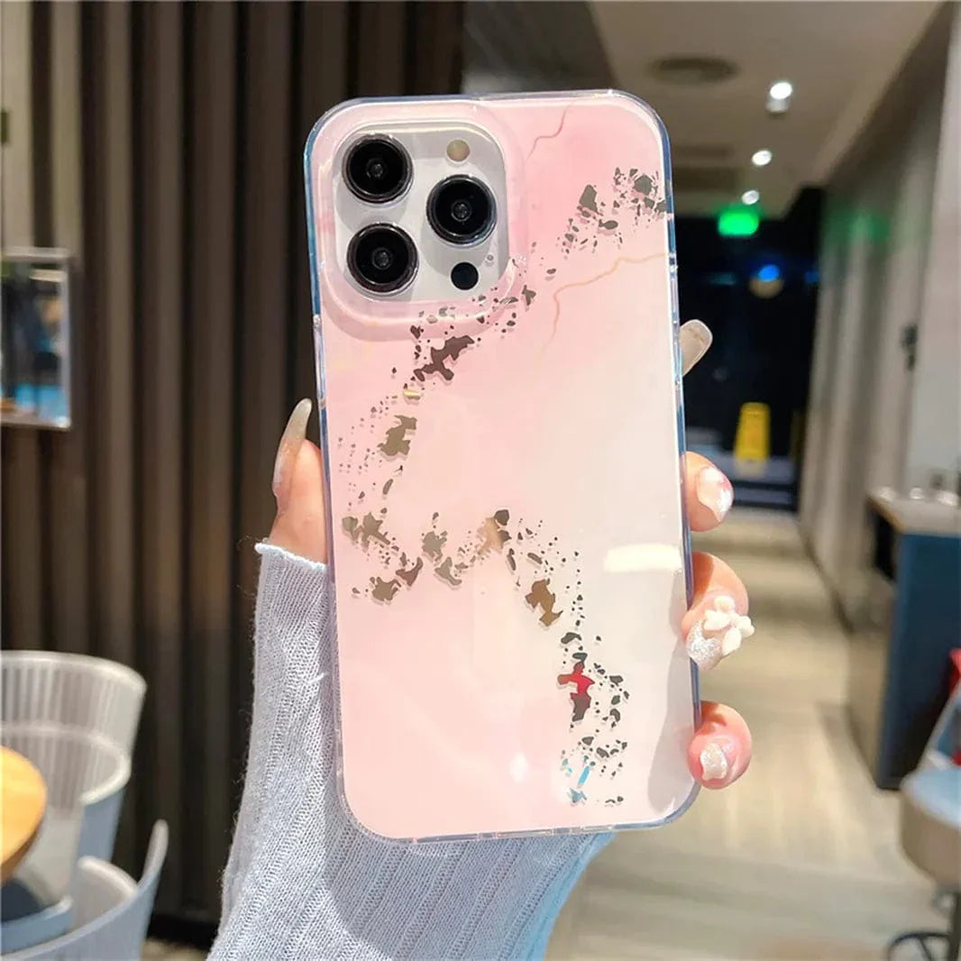 Aesthetic Laser Printing Luxury Hard Case for iPhone 16 Plus iPhone 16 Plus Pink Marble Cases & Covers