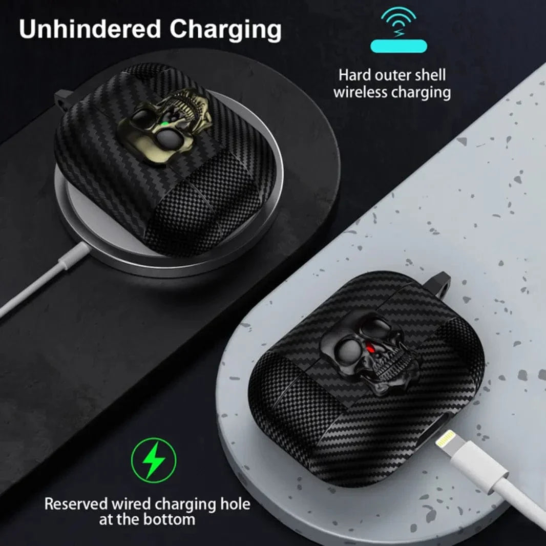 Carbon Fiber Skull Lock Cover for Airpods 1 | 2