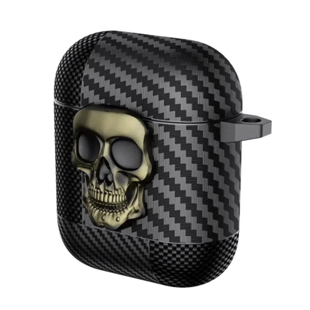 Carbon Fiber Skull Lock Cover for Airpods 1 | 2 Airpods 1 | 2 army-green Cases & Covers