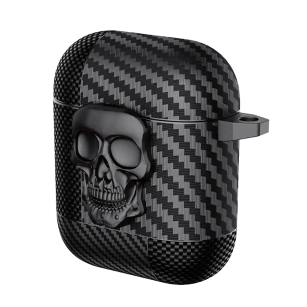 Carbon Fiber Skull Lock Cover for Airpods 1 | 2 Airpods 1 | 2 black