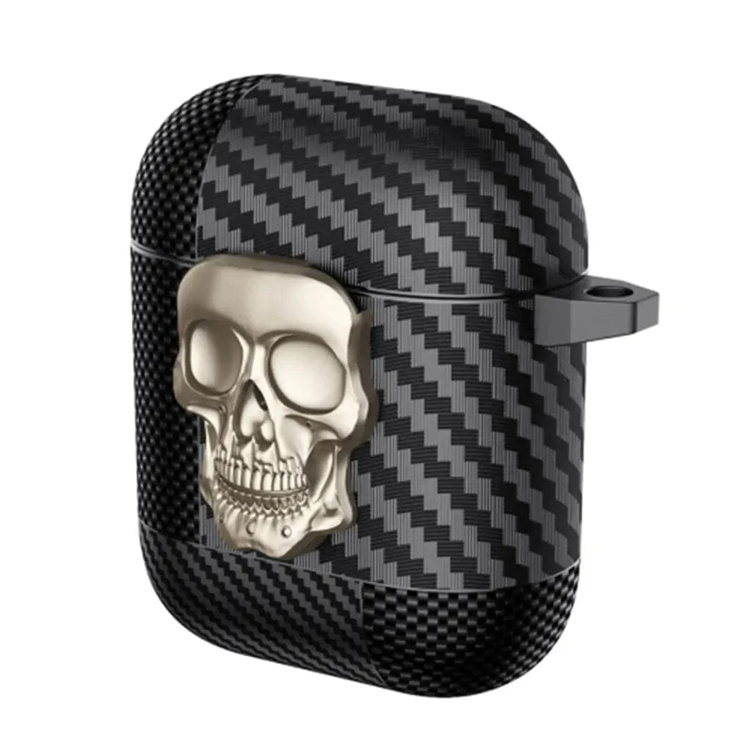 Carbon Fiber Skull Lock Cover for Airpods 1 | 2 Airpods 1 | 2 gold