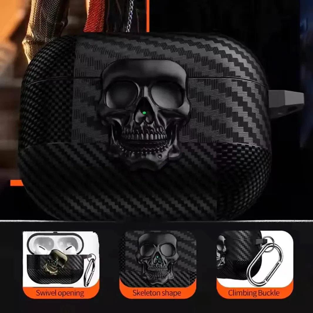 Carbon Fiber Skull Lock Cover for Airpods 4