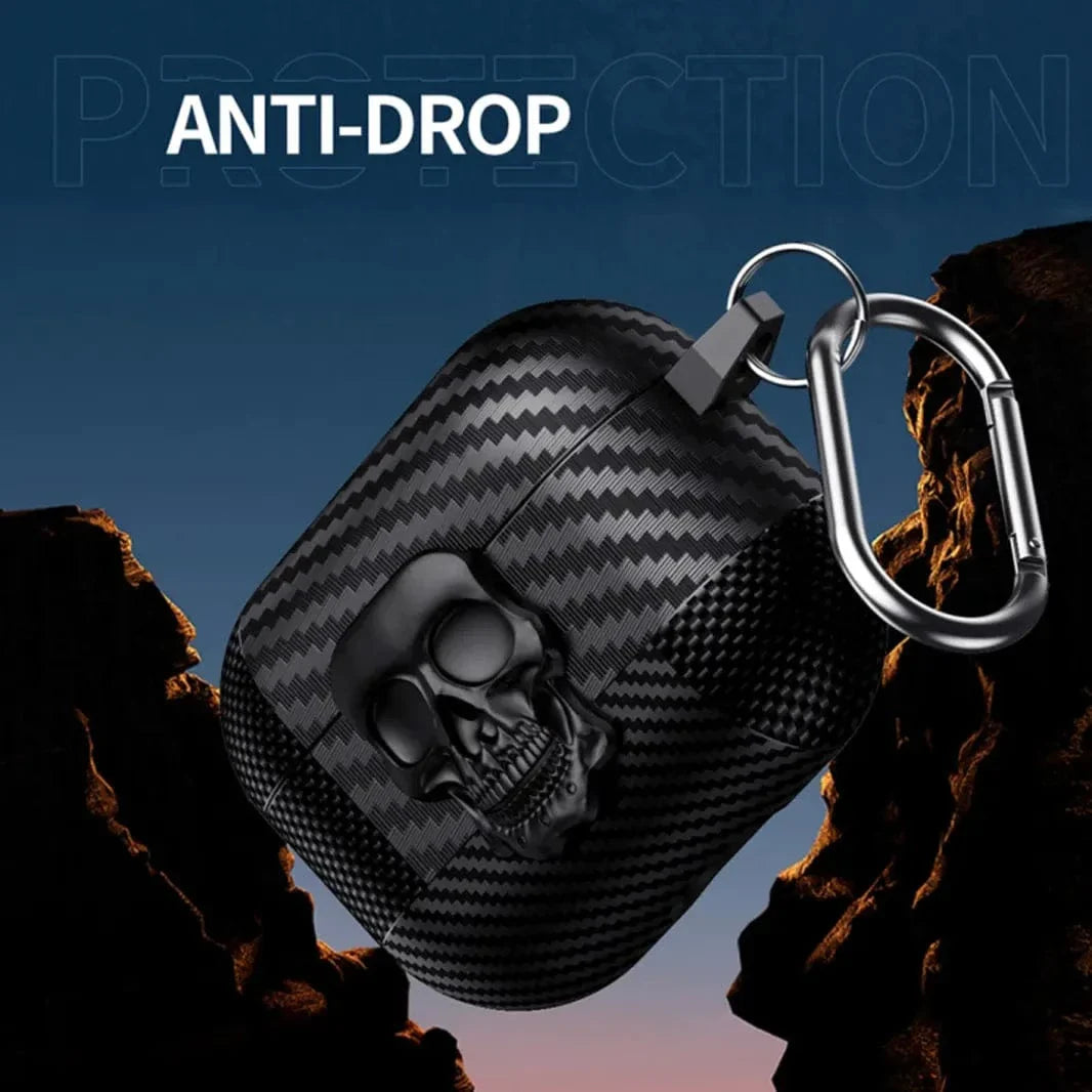 Carbon Fiber Skull Lock Cover for Airpods 4