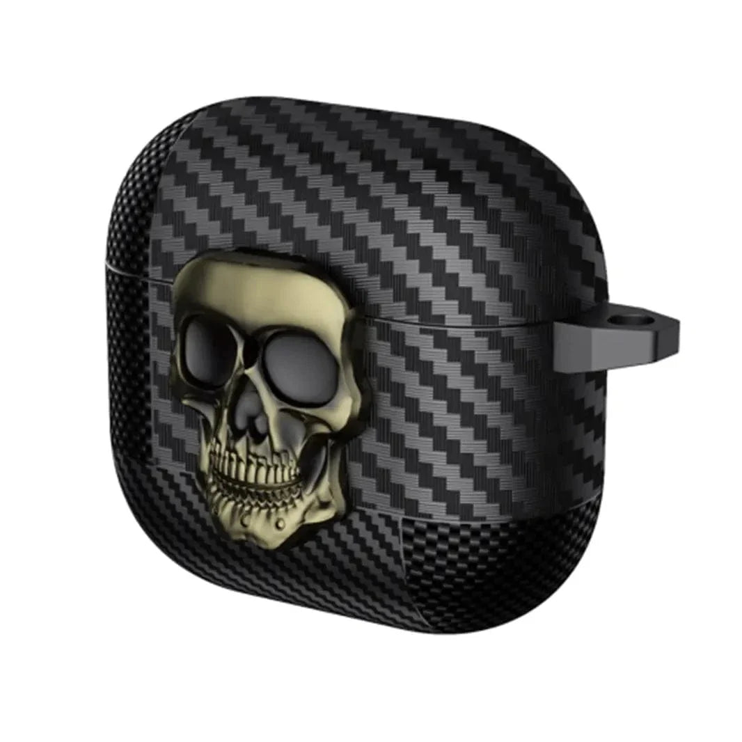 Carbon Fiber Skull Lock Cover for Airpods 4 Airpods 4 army-green