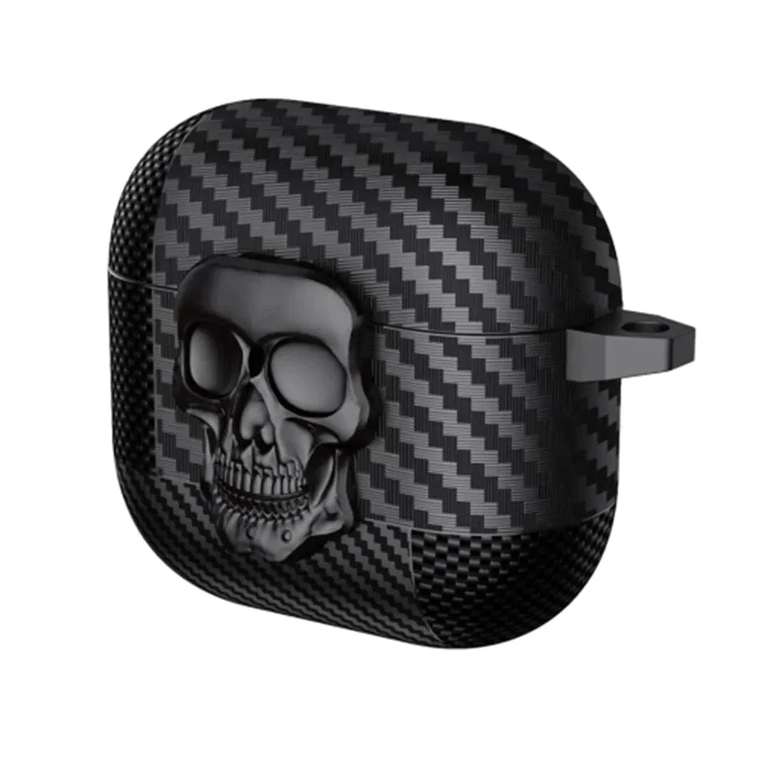 Carbon Fiber Skull Lock Cover for Airpods 4 Airpods 4 black