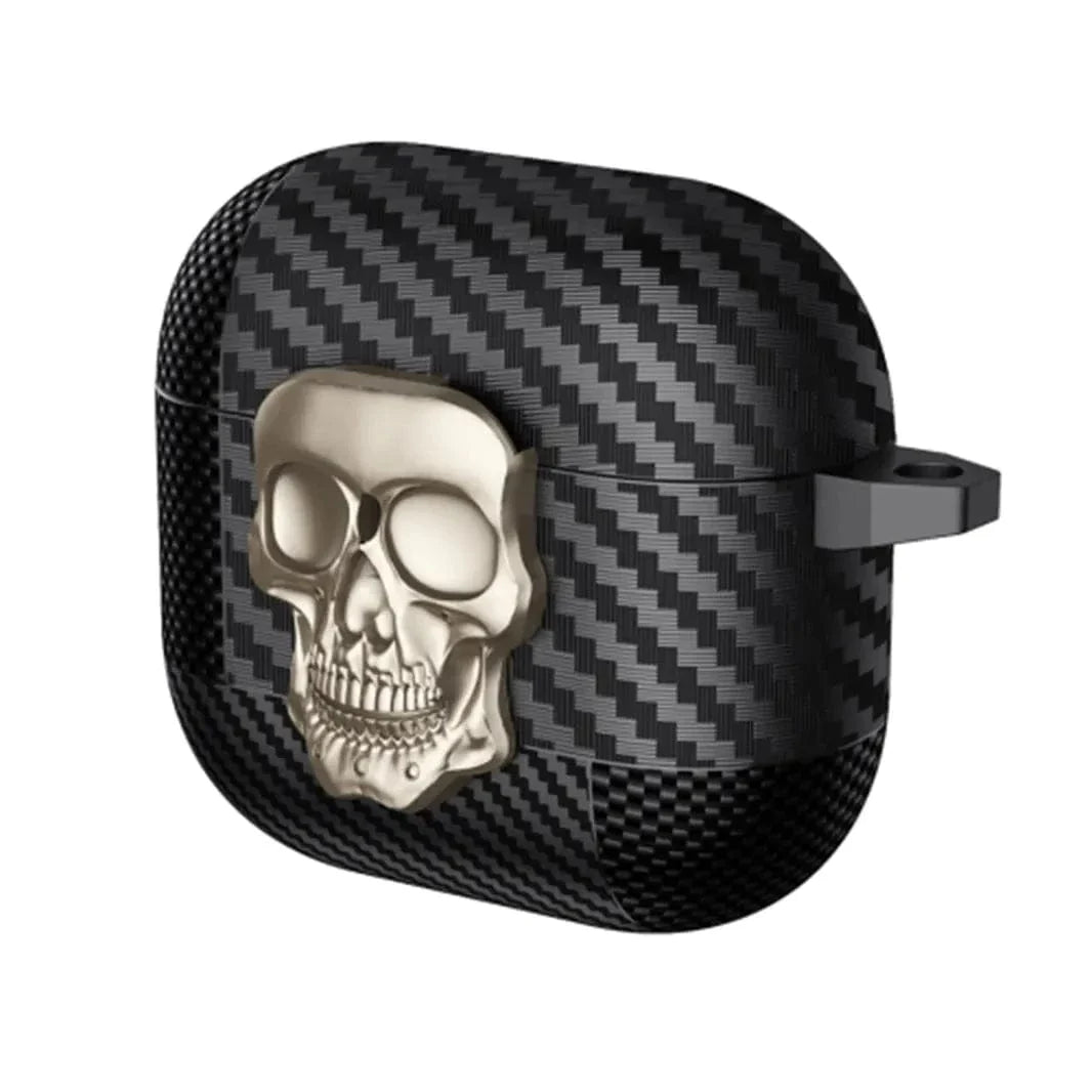 Carbon Fiber Skull Lock Cover for Airpods 4 Airpods 4 gold