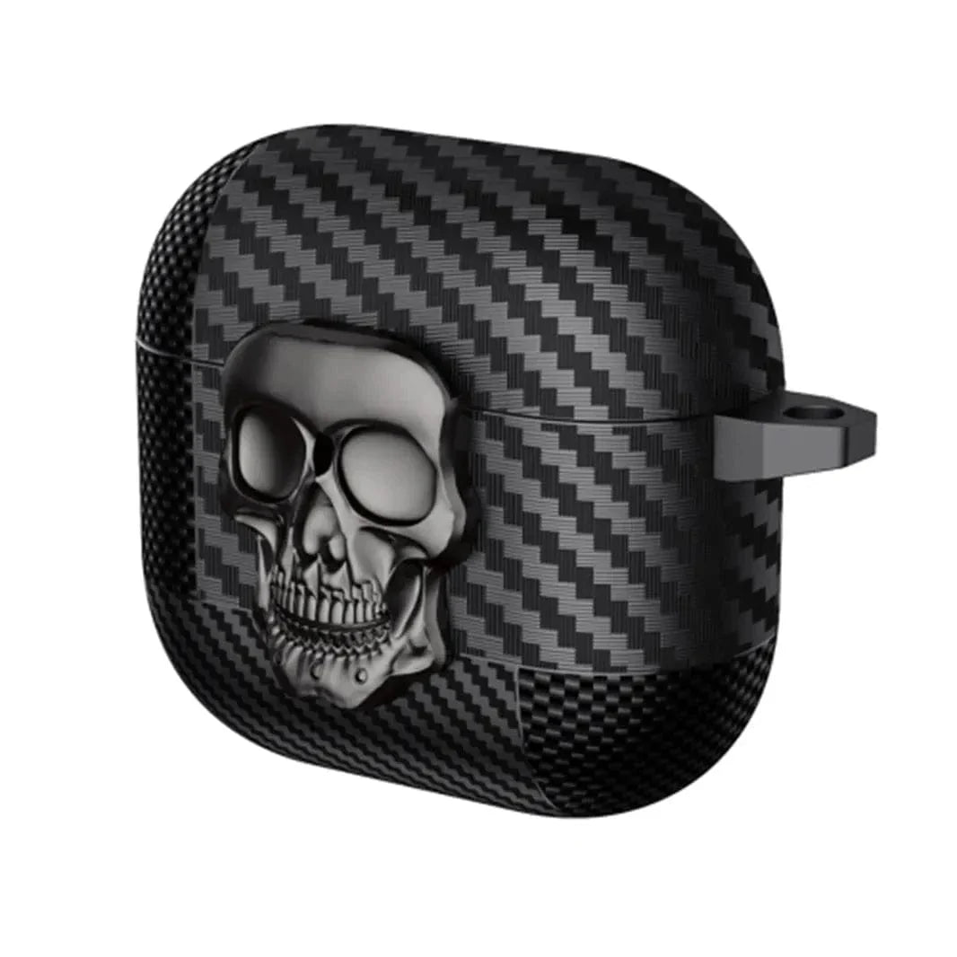 Carbon Fiber Skull Lock Cover for Airpods 4 Airpods 4 grey Cases & Covers