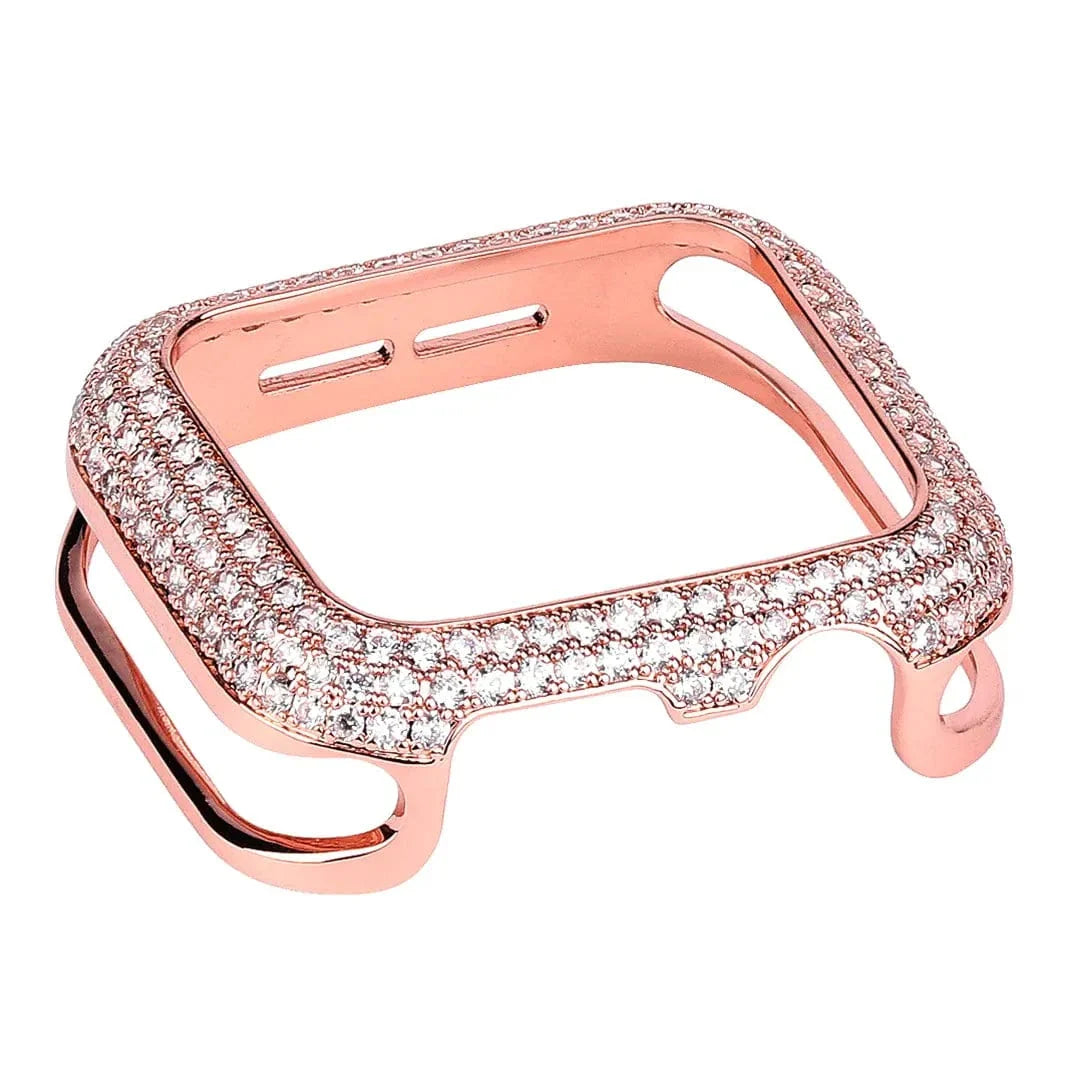 Diamond Bling Metal Bumper for Apple Watch 45mm 45mm rose-gold Cases & Covers