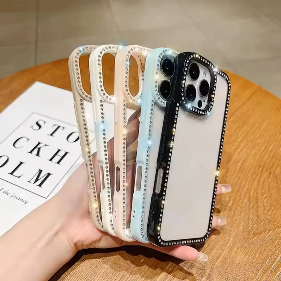 Diamond Frame Clear Hard Case for iPhone 16 Cases & Covers