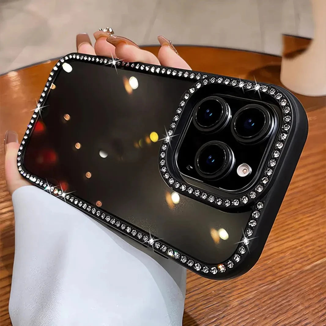 Diamond Frame Clear Hard Case for iPhone 16 iPhone 16 black Cases & Covers