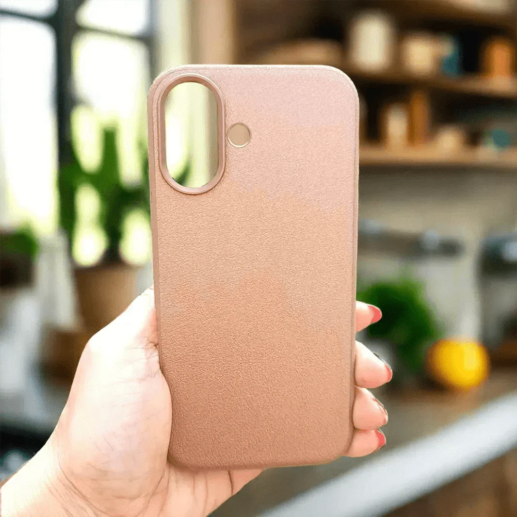 Leather Textuure Metal Button Magsafe Case for iPhone 16 Plus iPhone 16 Plus desert-titanium Cases & Covers