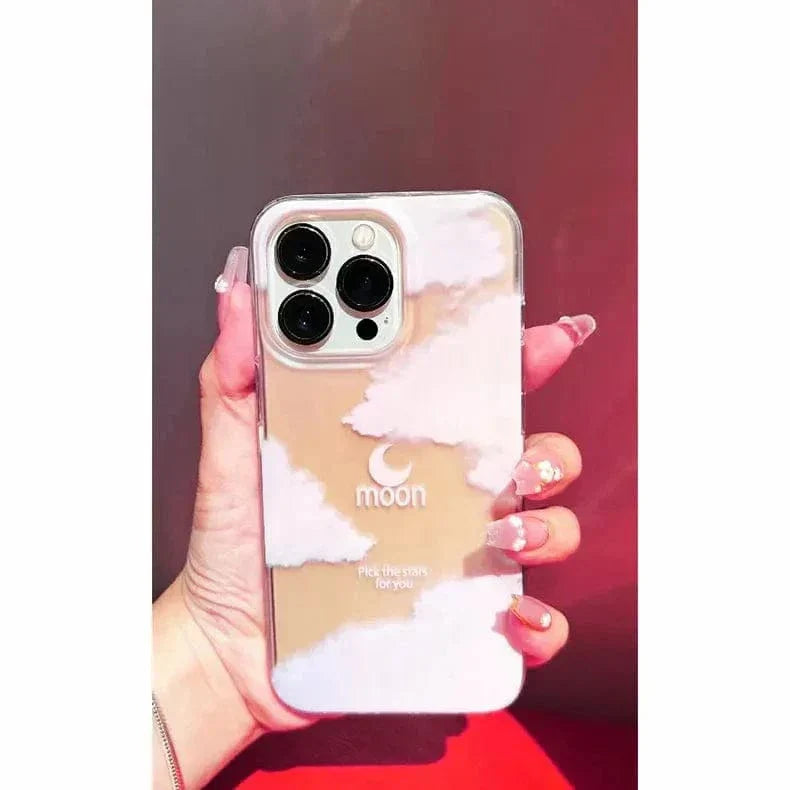 Moon Print Soft TPU Edge Hard Case for iPhone 15 iPhone 15 Cases & Covers