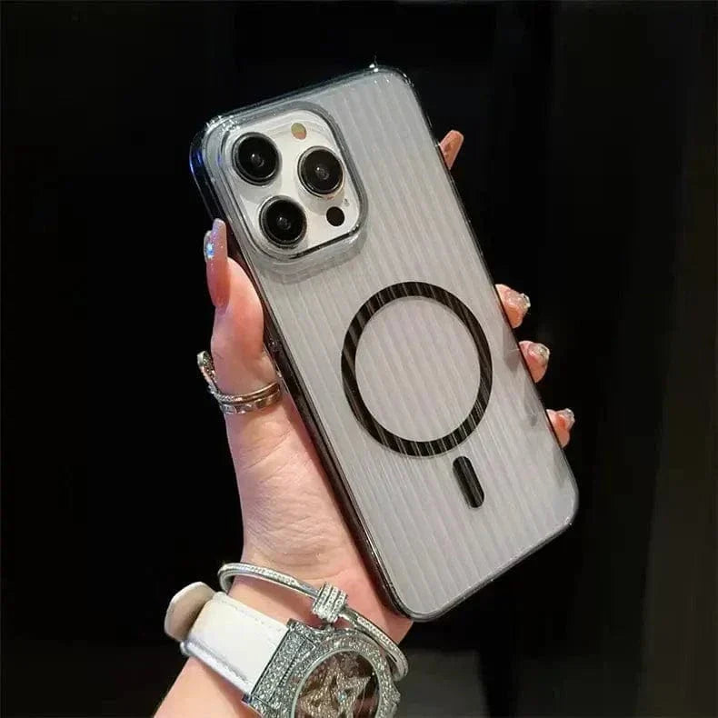 Non-Slip Edge Fluted Grating Magsafe Clear Case for iPhone 15 Pro Max iPhone 15 Pro Max black with magsafe Cases & Covers