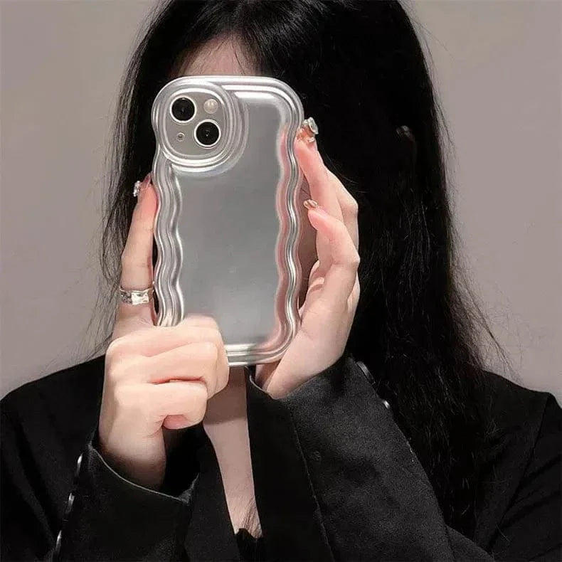 Reflective Shiny Wavy Edge Soft TPU Case for iPhone 13 iPhone 13 silver Cases & Covers