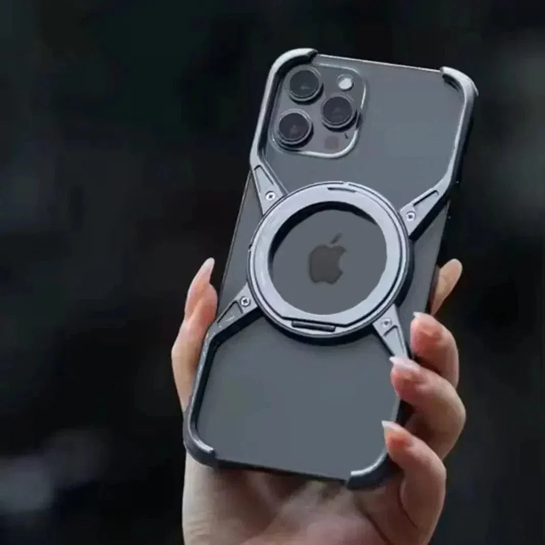 Rotation Kickstand Metal Frameless Magsafe Case for iPhone 16 Pro Max iPhone 16 Pro Max titanium grey with magsafe