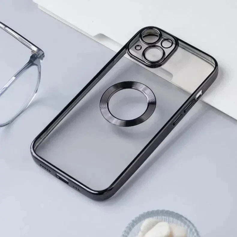 Silicone Soft Transparent Lens Protection Chrome Case for iPhone 12 iPhone 12 Black Cases & Covers