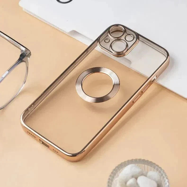 Silicone Soft Transparent Lens Protection Chrome Case for iPhone 12 iPhone 12 Gold Cases & Covers