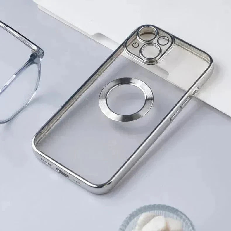 Silicone Soft Transparent Lens Protection Chrome Case for iPhone 12 iPhone 12 Silver Cases & Covers