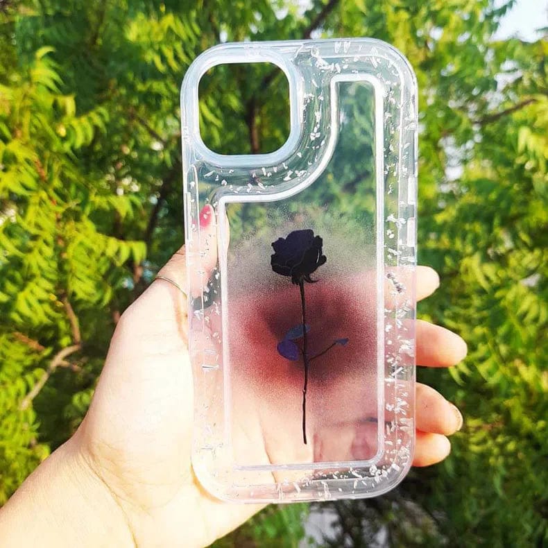 Silver Glitter Clear Soft Case for iPhone 14 Pro iPhone 14 Pro Black Rose Cases & Covers