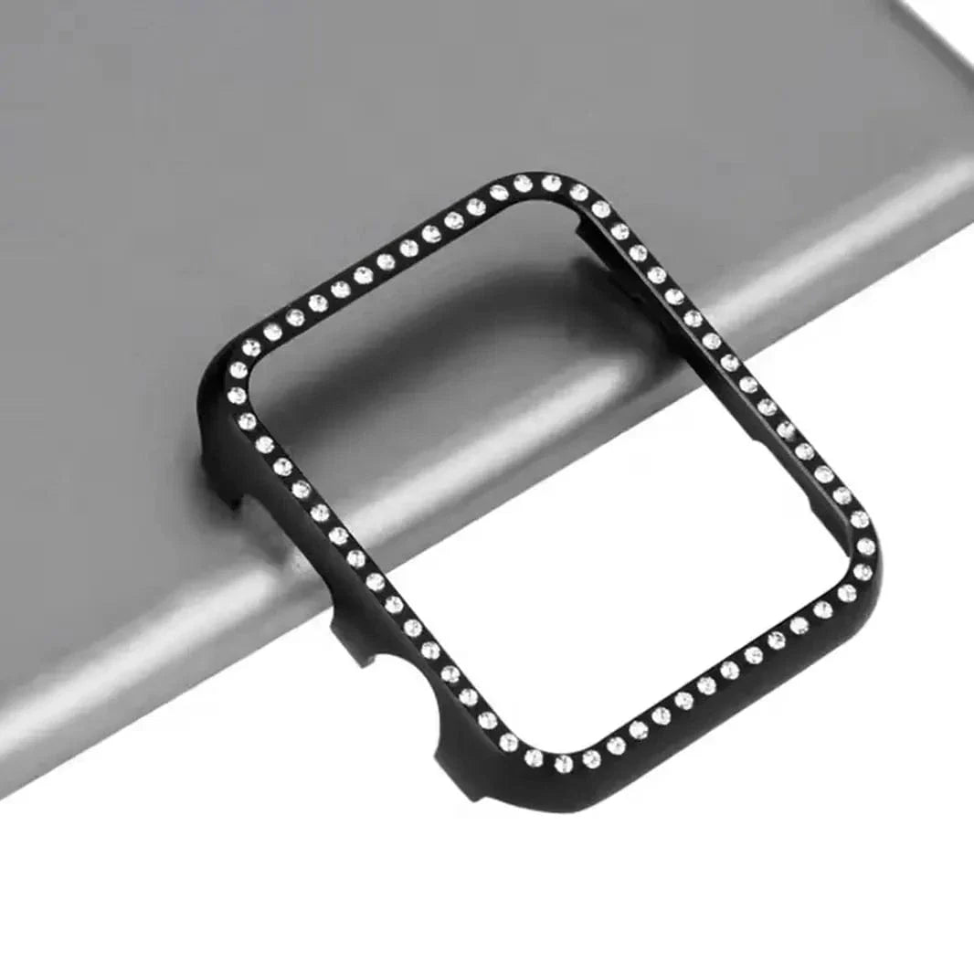 Single Rhinestone Metal Bumper for Apple Watch 45mm 45mm black Cases & Covers