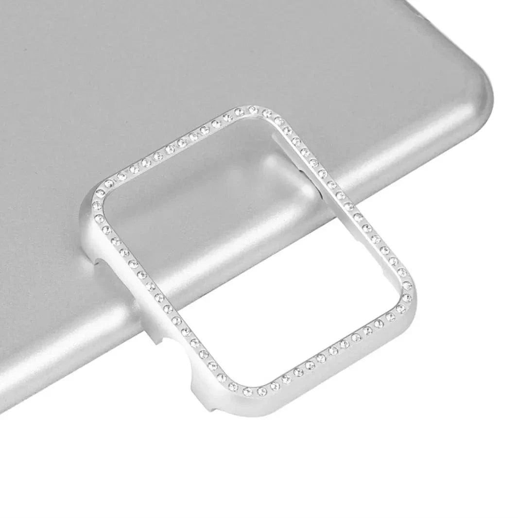 Single Rhinestone Metal Bumper for Apple Watch 46mm S10 46mm Series 10 silver Cases & Covers