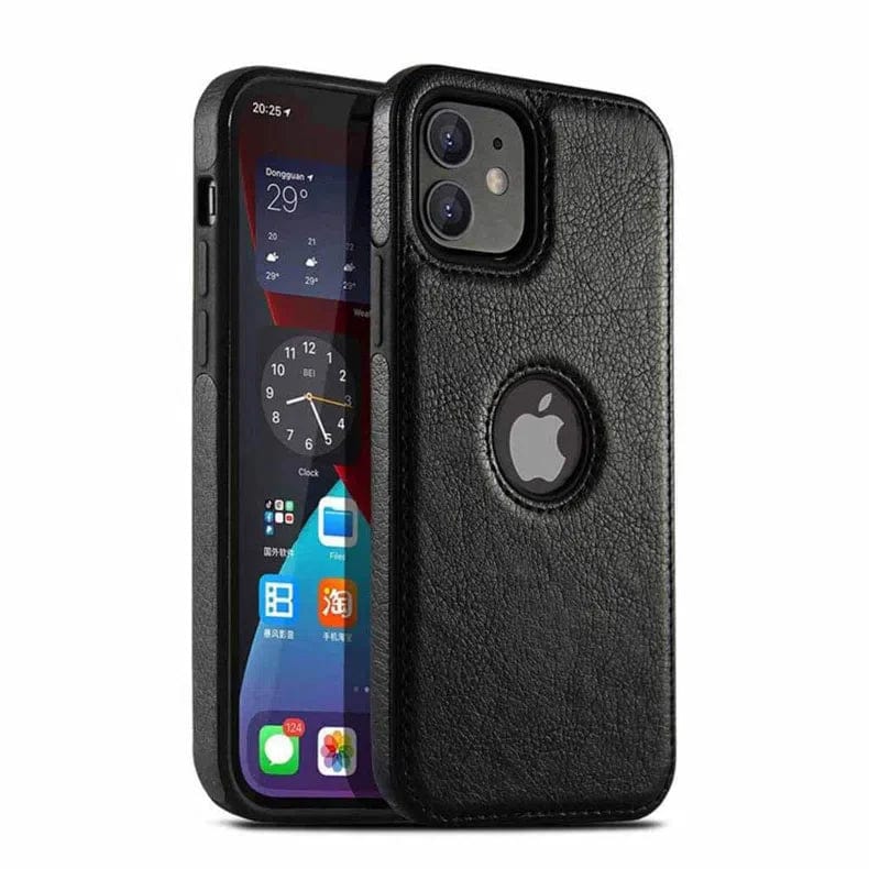 Slim PU Lychee Leather Texture Hard Case for iPhone 14 Pro Max iPhone 14 Pro Max Black Cases & Covers