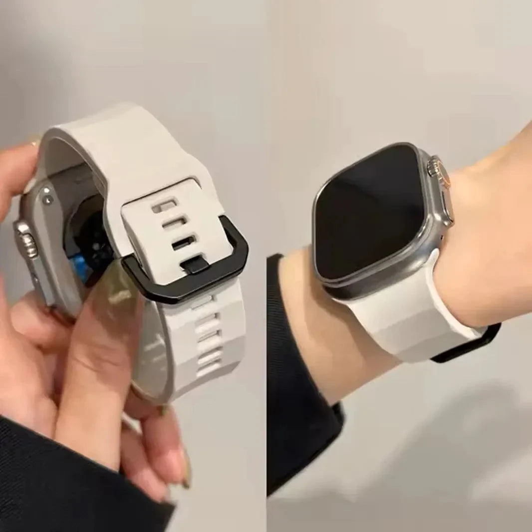 Soft Silicone Ripple Band for Apple Watch 42 | 44 | 45 | Ultra 49 | 46mm S10 42 | 44 | 45 | Ultra 49 | 46mm S10 cream Straps & Bands