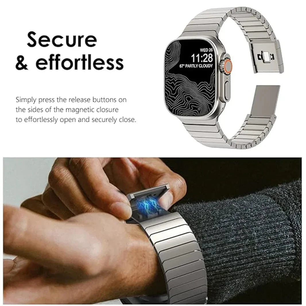 Stainless Steel Magnetic Closure Link Bracelet for Apple Watch 42 | 44 | 45 | Ultra 49 | 46mm S10 Straps & Bands