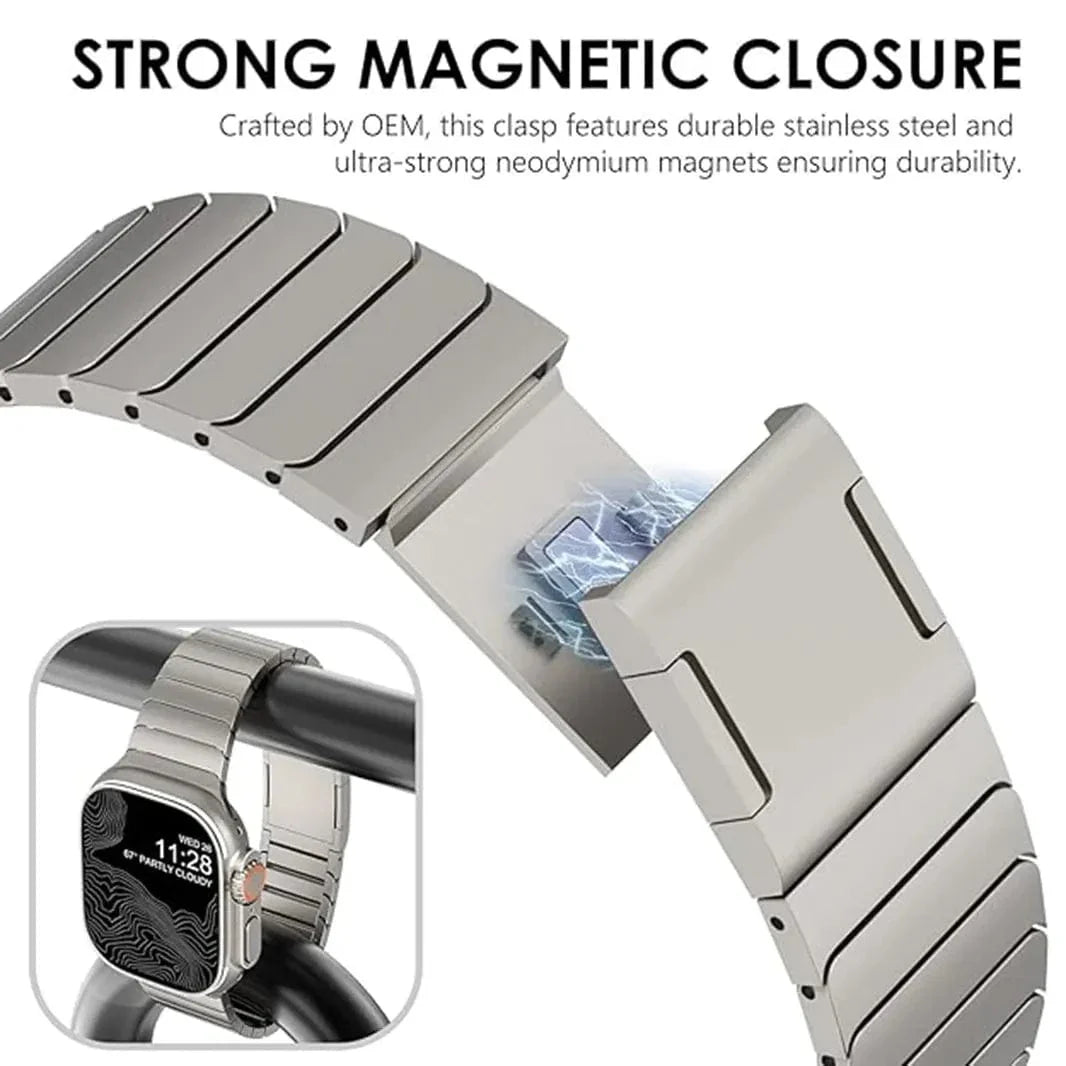 Stainless Steel Magnetic Closure Link Bracelet for Apple Watch 42 | 44 | 45 | Ultra 49 | 46mm S10 Straps & Bands