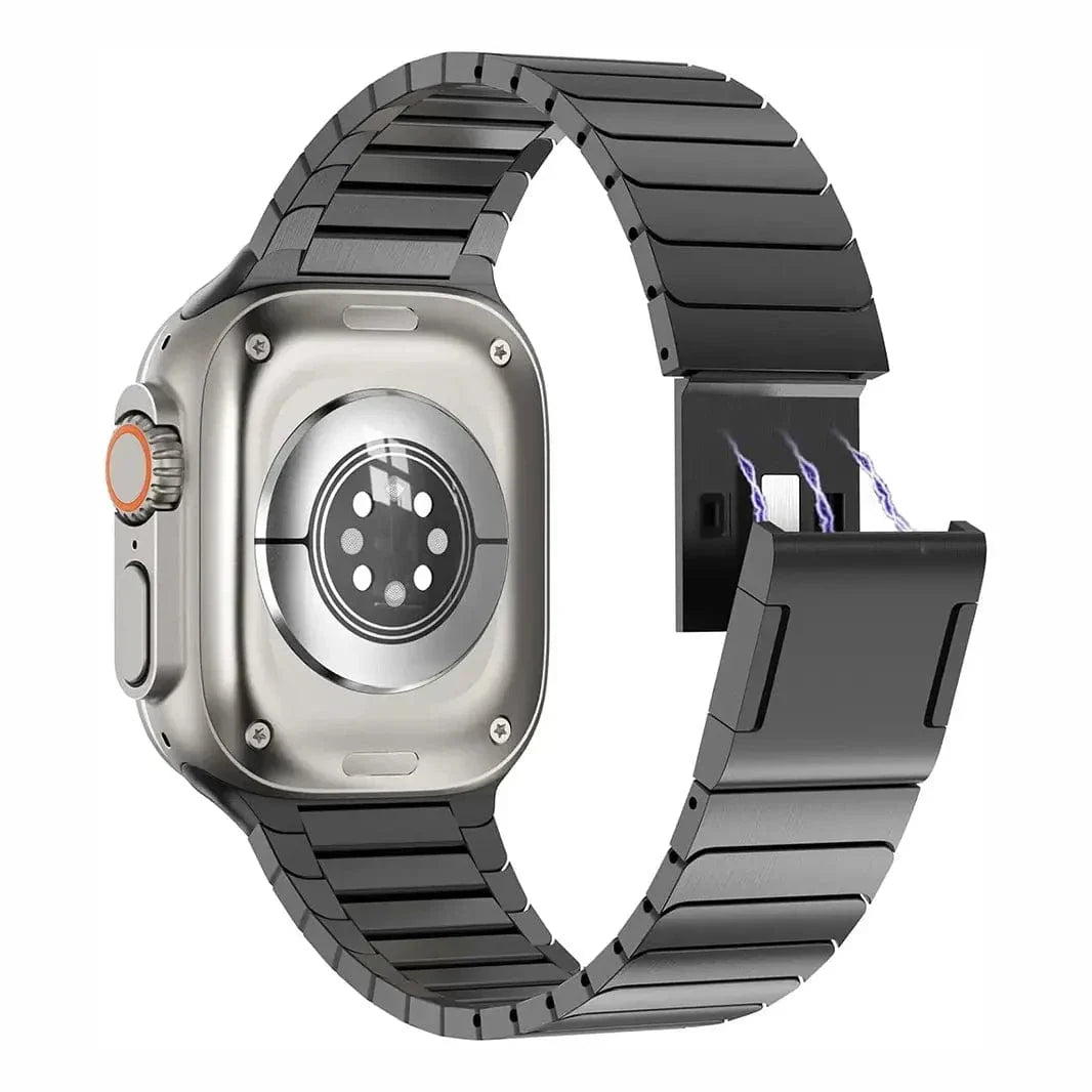 Stainless Steel Magnetic Closure Link Bracelet for Apple Watch 42 | 44 | 45 | Ultra 49 | 46mm S10 42 | 44 | 45 | Ultra 49 | 46mm S10 black Straps & Bands