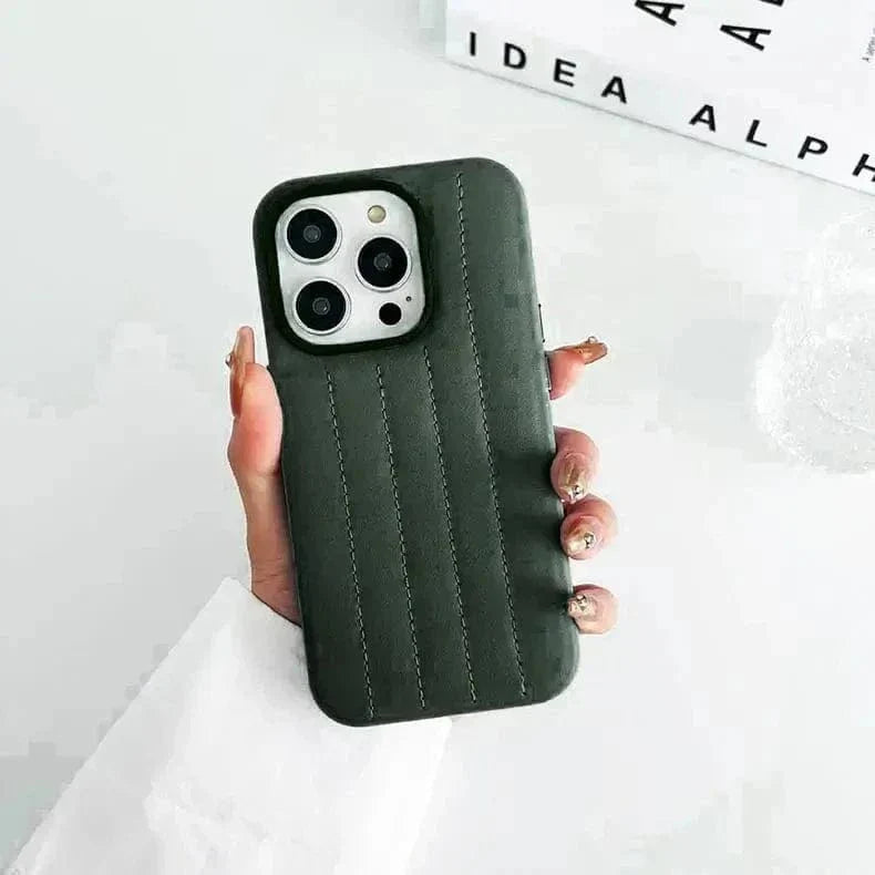 Stitch Leather Texture Hard Case for iPhone 14 Pro - Ktusu