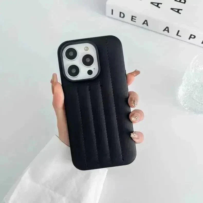 Stitch Leather Texture Hard Case for iPhone 14 Pro iPhone 14 Pro / Black - Ktusu