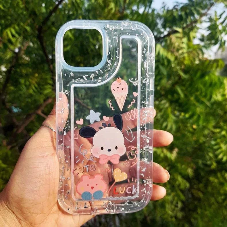 Teddy Bear Print Silver Glitter Foil Clear Soft Case for iPhone 14 Pro iPhone 14 Pro Cute Luck Cases & Covers