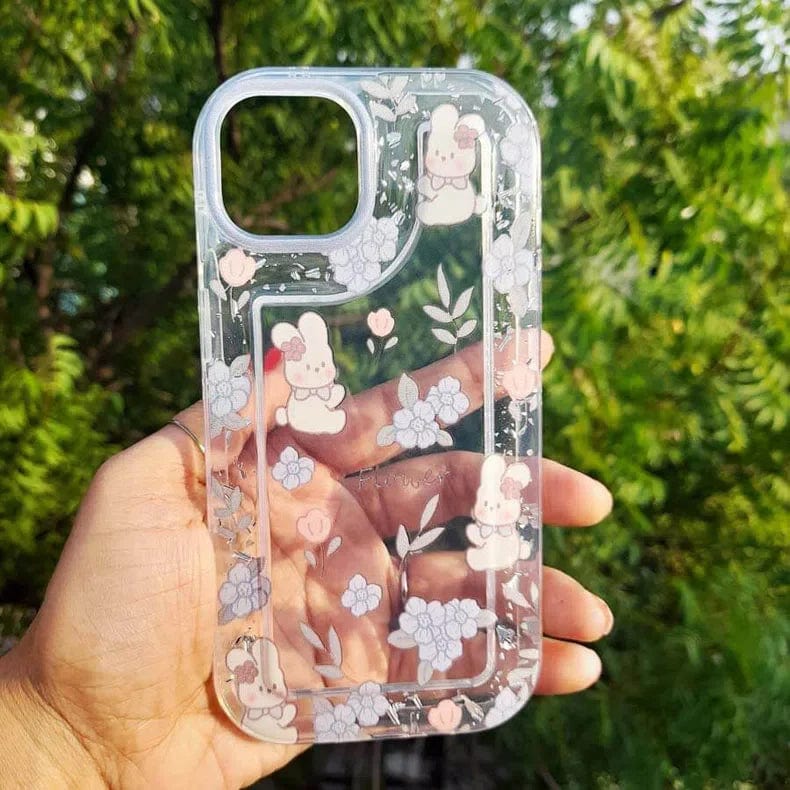 Teddy Bear Print Silver Glitter Foil Clear Soft Case for iPhone 14 Pro iPhone 14 Pro Teddy & Flower Cases & Covers