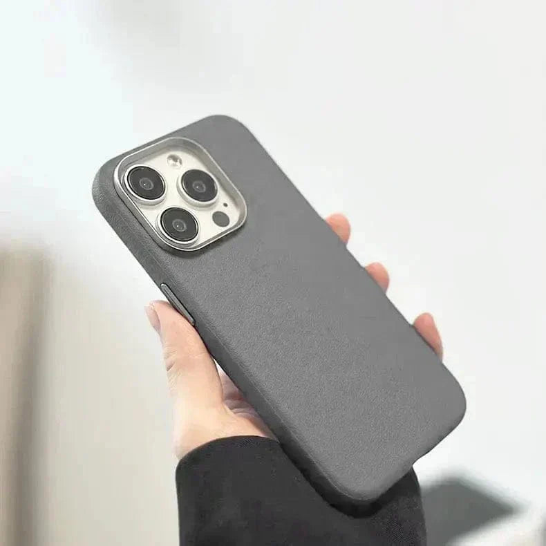 Vegan Leather Metal Button Magsafe Case for iPhone 16 Cases & Covers